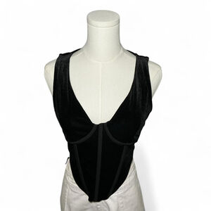 Forever 21 Black Velvet Corset Style Tank – Y2K
